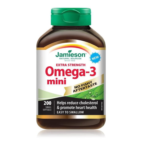 Jamieson No-Fishy-Aftertaste Omega-3 Mini Softgels, 350 mg, 200 Count