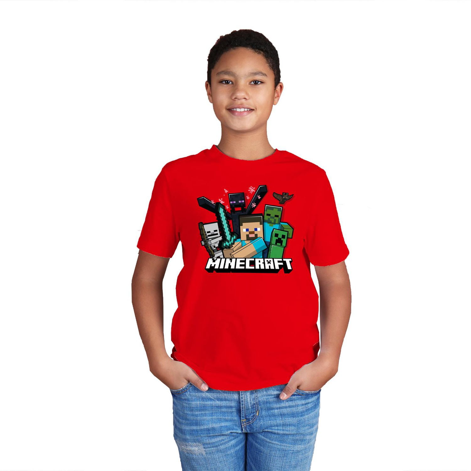 Boys Minecraft Group Shot Short Sleeve T-Shirt