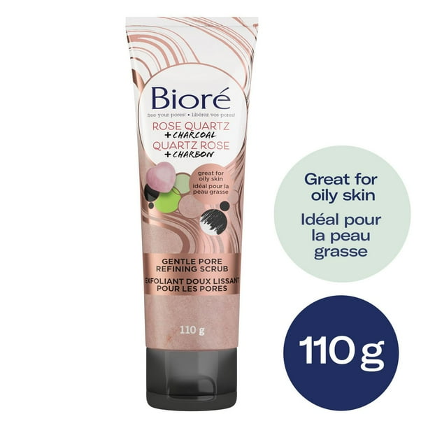 Bioré Rose Quartz + Charcoal Gentle Pore Refining Scrub, Exfoliating