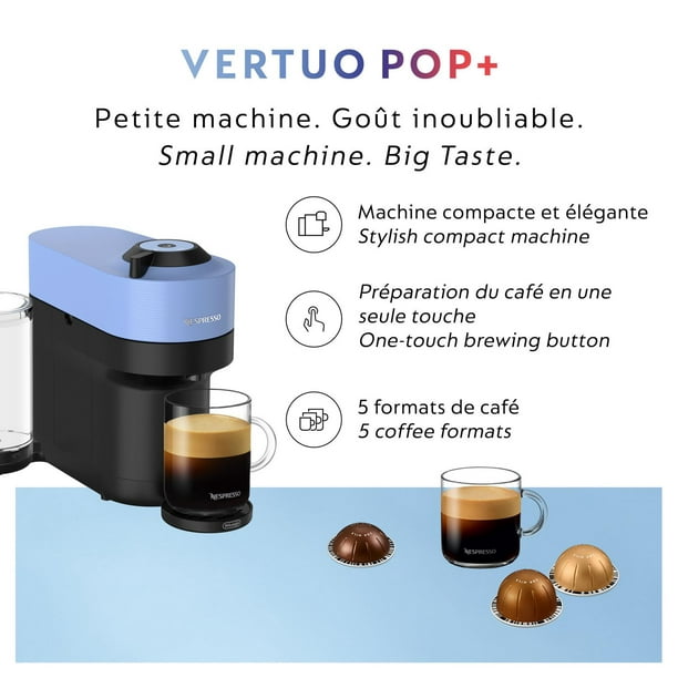 Machine à café et à espresso à une tasse Nespresso Vertuo POP+, bleu