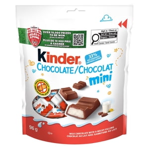 KINDER CHOCOLATE/CHOCOLAT MINI, Milk Chocolate Bars With A Milky Filling, 16 Individually Wrapped Mini Bars Per Pack