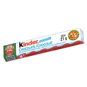 KINDER CHOCOLATE/CHOCOLAT Barre de chocolat au lait avec un remplissage lacté,