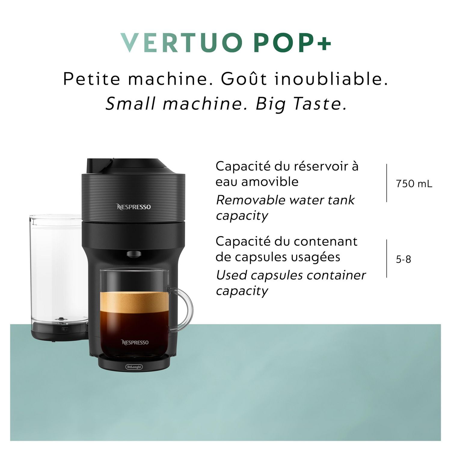 Nespresso Vertuo Pop Coffee Machine by De Longhi Liquorice Black