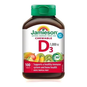 Jamieson comprimés à croquer vitamine D3, 1000 UI, agrumes, 100 comprimés