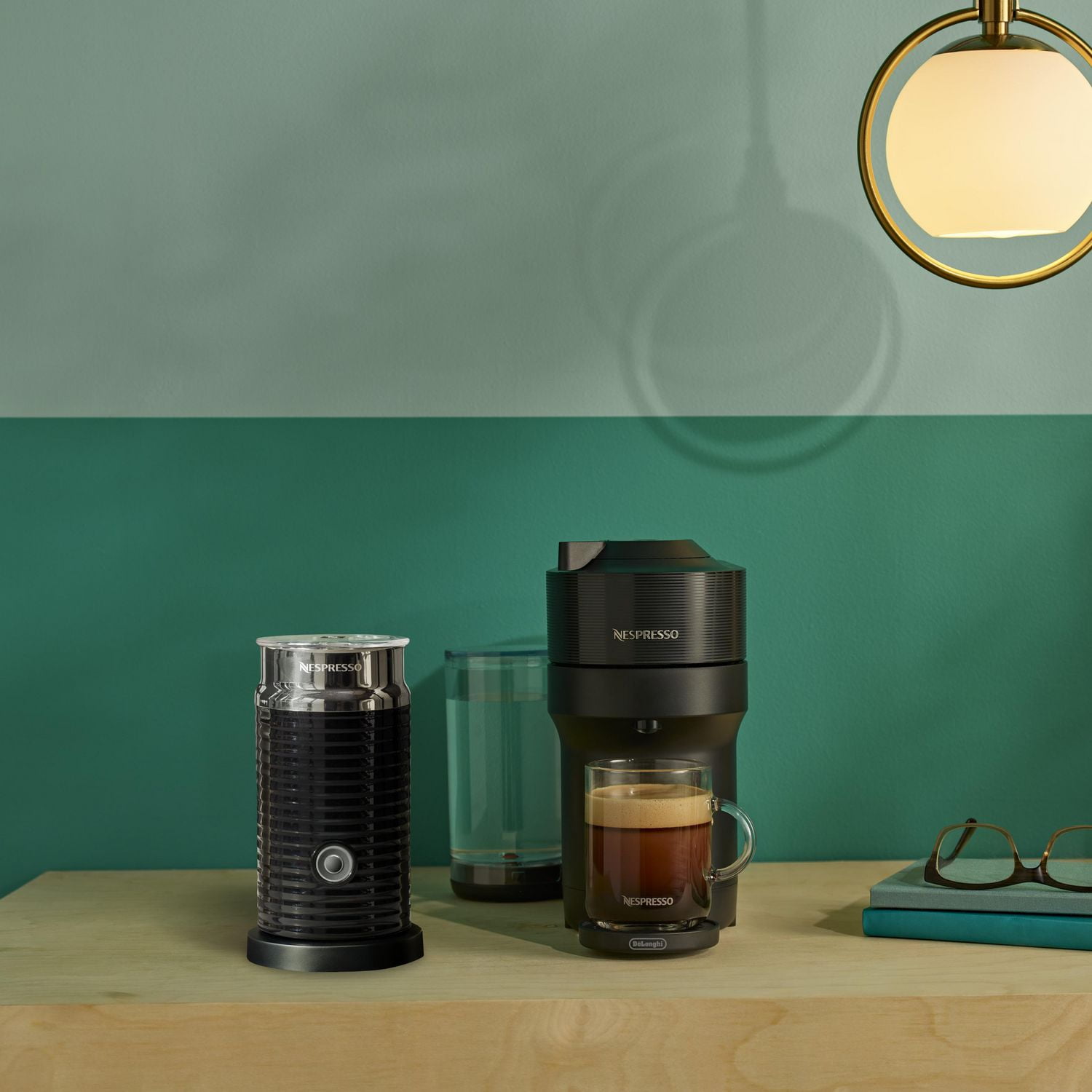 Nespresso Vertuo Pop coffee machine with Aeroccino by DeLonghi