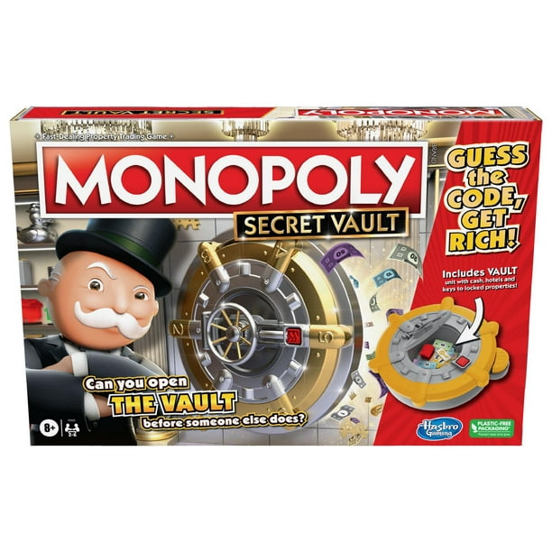 Monopoly Coffre-fort, jeu de plateau pour la famille et les enfants, 2 à 6 joueurs, dès 8 ans, inclut un coffre-fort