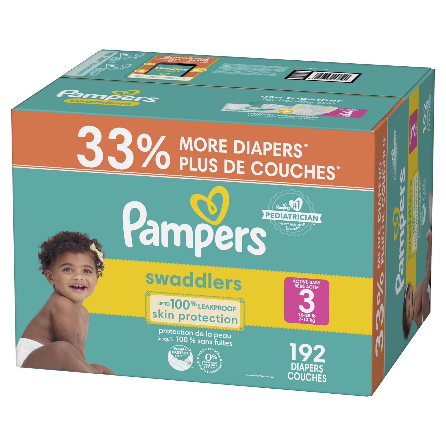 Swaddlers couches pour bébé actif taille 3, 78 unités – Pampers