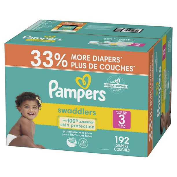 Couches Pampers Swaddlers pour bébé actif, taille 3 