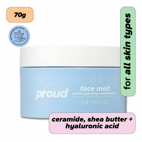 Skin Proud - Face Melt - Gentle Hydrating Cleansing Balm with Hyaluronic Hydrating Complex, 100% Vegan (70g), Face Melt