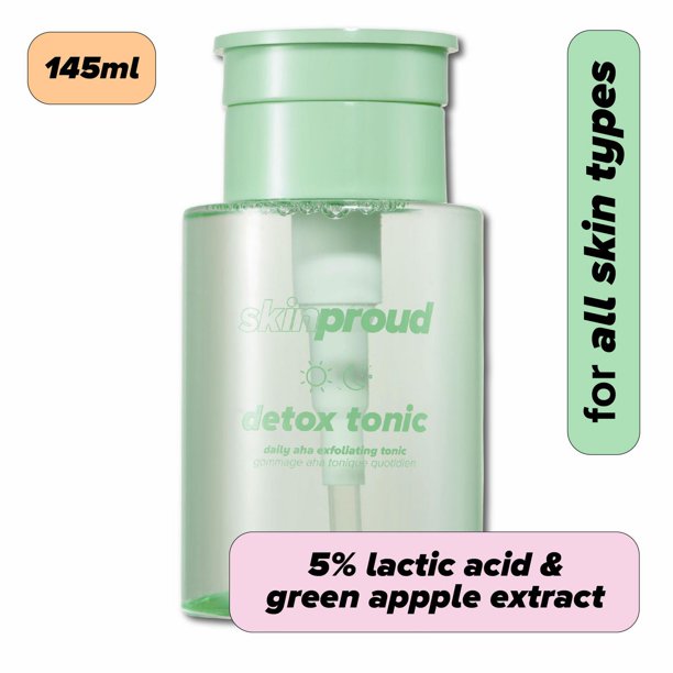 Skin Proud Detox Tonic Daily Exfoliating Tonic with 5 lactic acid & glycolic acid, 100