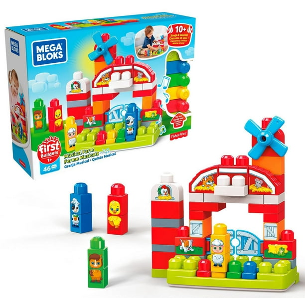 Mega Bloks First Builders Musical Farm with Big Building Blocks- 46 ...