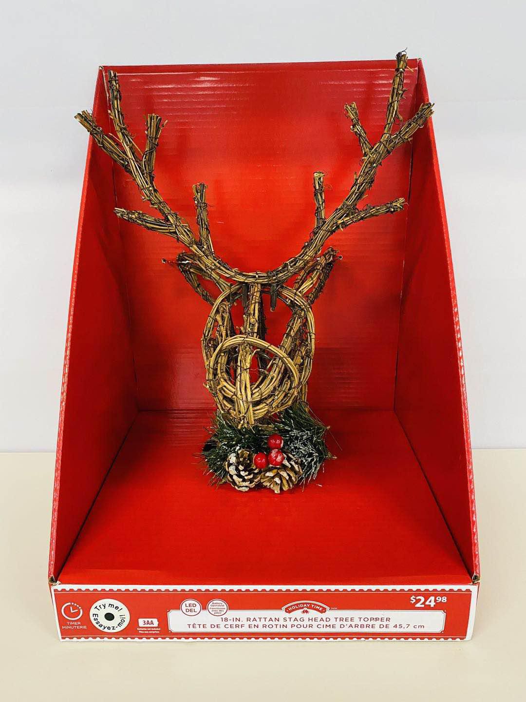 HOLIDAY TIME 18-IN. RATTAN STAG HEAD TREE TOPPER | Walmart Canada