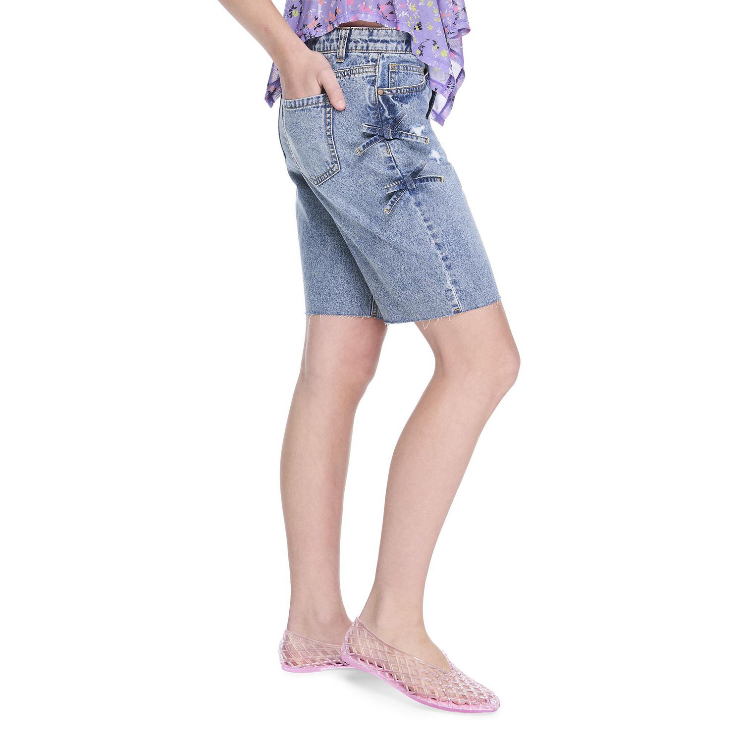Jean-short en denim avec boucles My Sister’s Closet pour filles