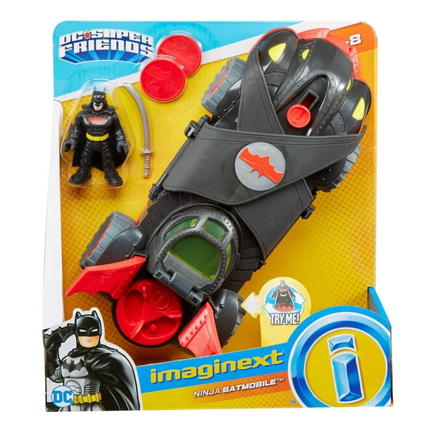 Imaginext DC Super Friends voiture Batmobile avec effets lumineux et lance  projectiles disques, 1 figurine Batman incluse, jouet enfant dès 3 ans