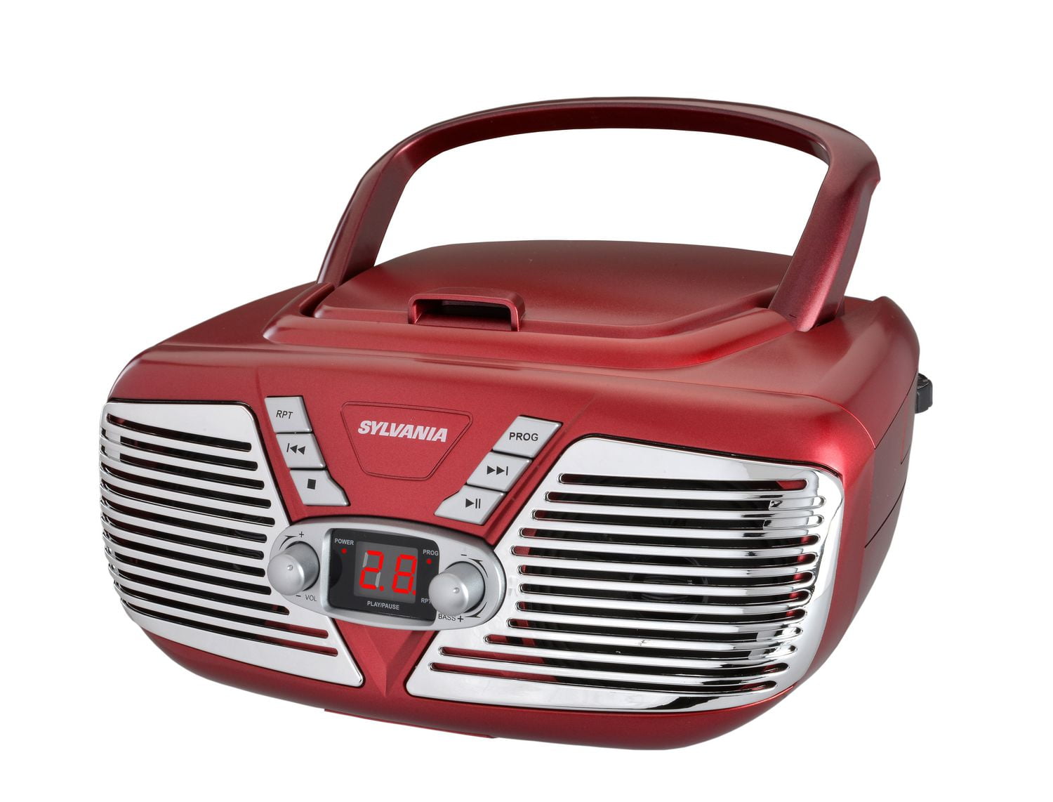 SYLVANIA Portable Retro Cd Boombox with AM/FM Radio Red Walmart Canada