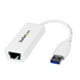 StarTech Adaptateur réseau USB 3.0 vers Gigabit Ethernet NIC - 10/100/1000 Mb/s - M/F - Blanc – image 1 sur 3