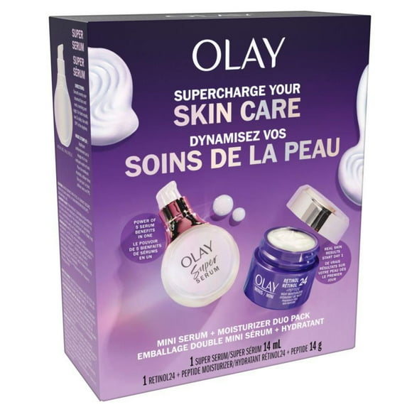Olay Super Serum & Olay Regenerist Retinol 24 Night Face Moisturizer, Fragrance-Free, Trial Size