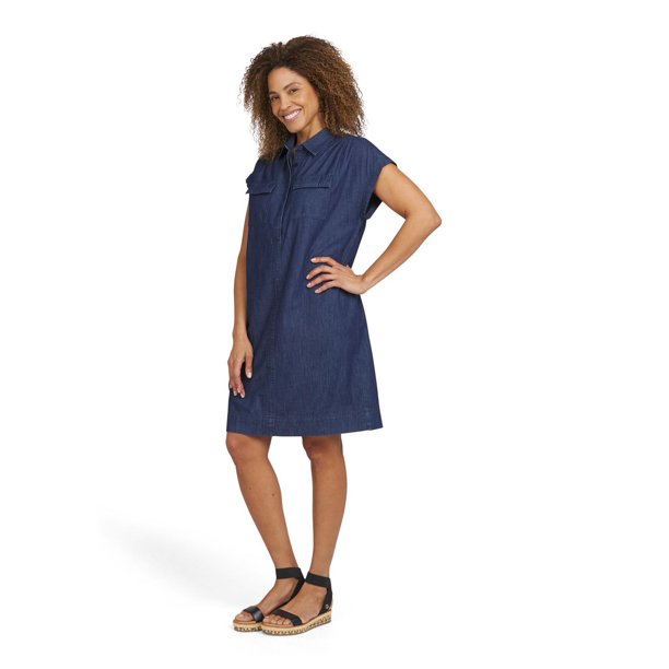 tomas maier denim dress Lone Star Color:Silver N Black over Cream Up Detail At Front bridesmaid a-line Self-Portrait - Blue Cotton