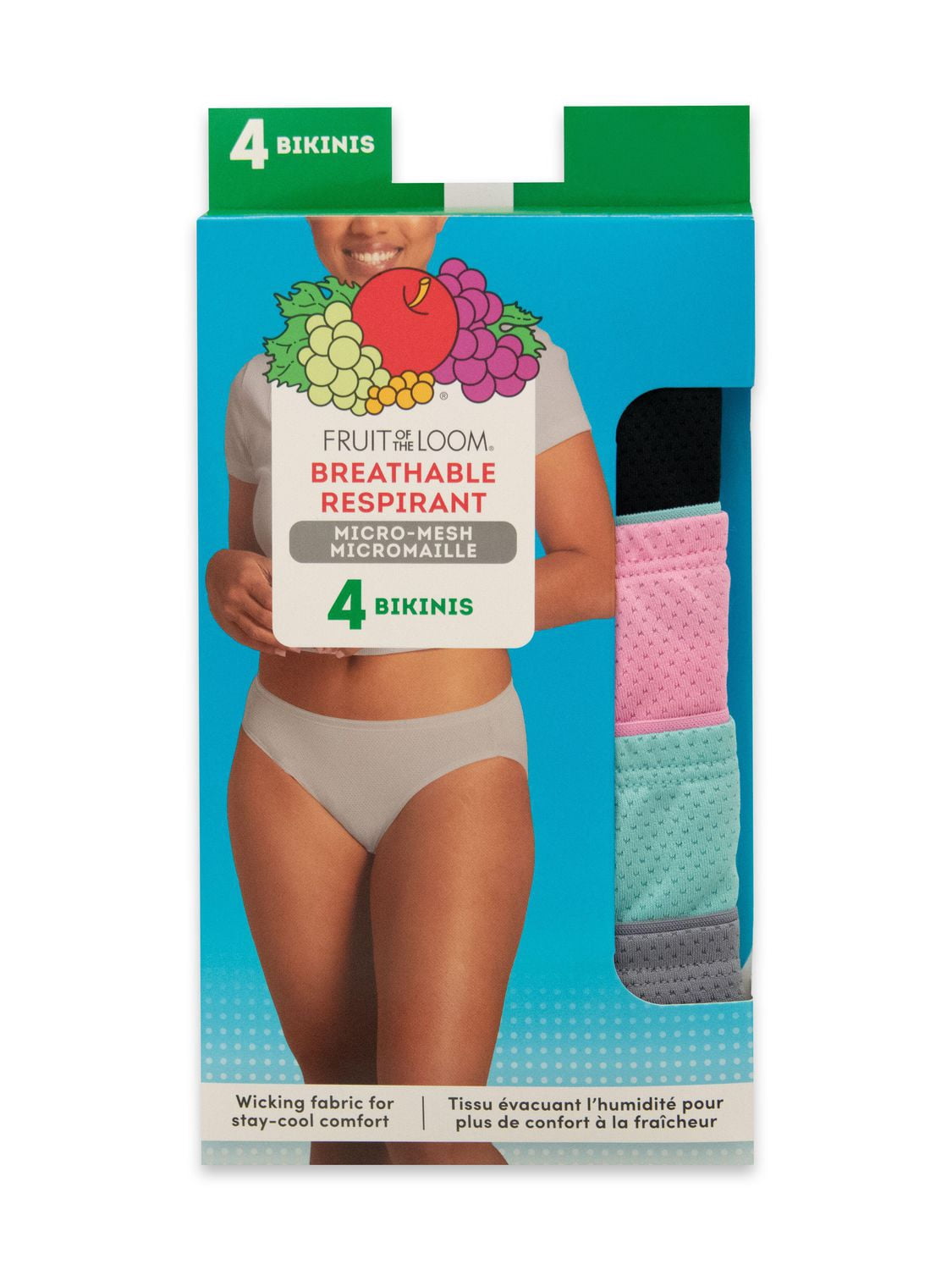 Lサイズ FRUIT OF THE LOOM × OPTSTUFF Fruit of the Loom Women's Breathable Bikinis, 4-Pack - Walmart.ca