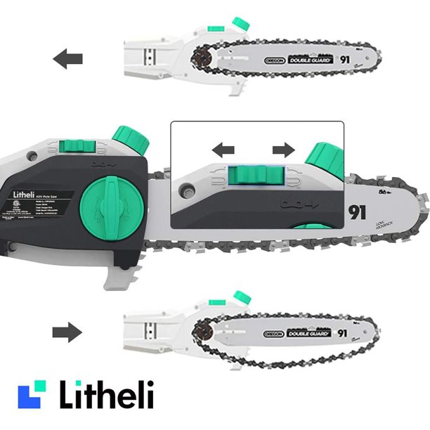 Litheli U20 Pole Saw for Tree Trimming, 8'' Electric Cordless Pole Saws,  Battery Tree Trimmer 27.5ft/s Cutting Speed with 2.5Ah Battery for Branch