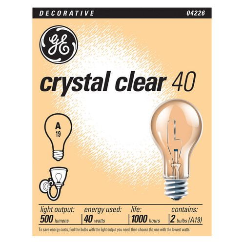 Lampe A19 cristal clair GE 40 W - Paquet de 4