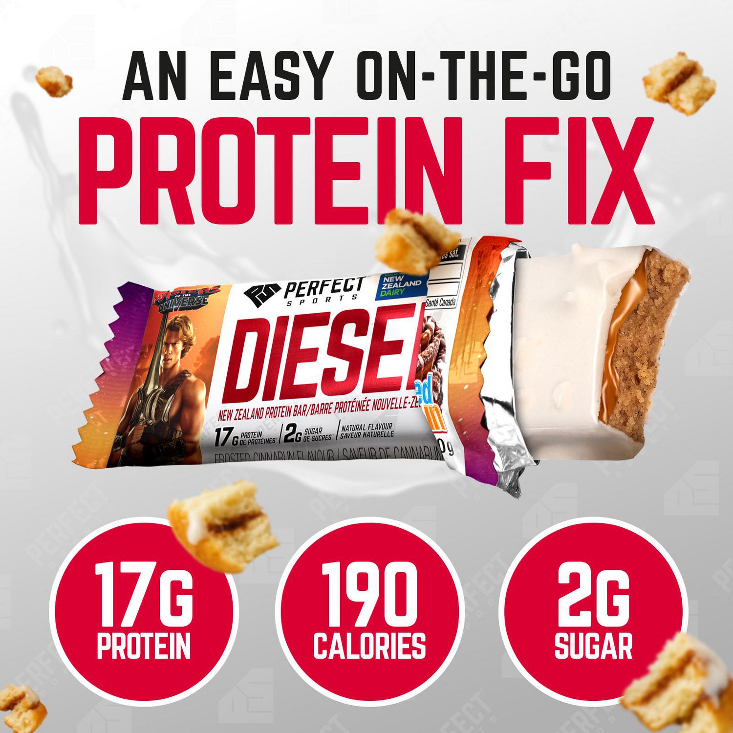 DIESEL New Zealand Protein Bar, Frosted Cinnabon, 50g/bar