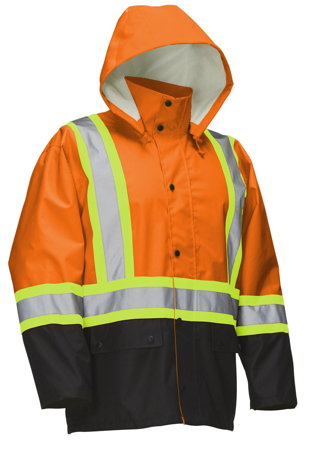 Forcefield Hi Vis Safety Rain Jacket with Snap-Off Hood<br>*On-Line Exclusive
