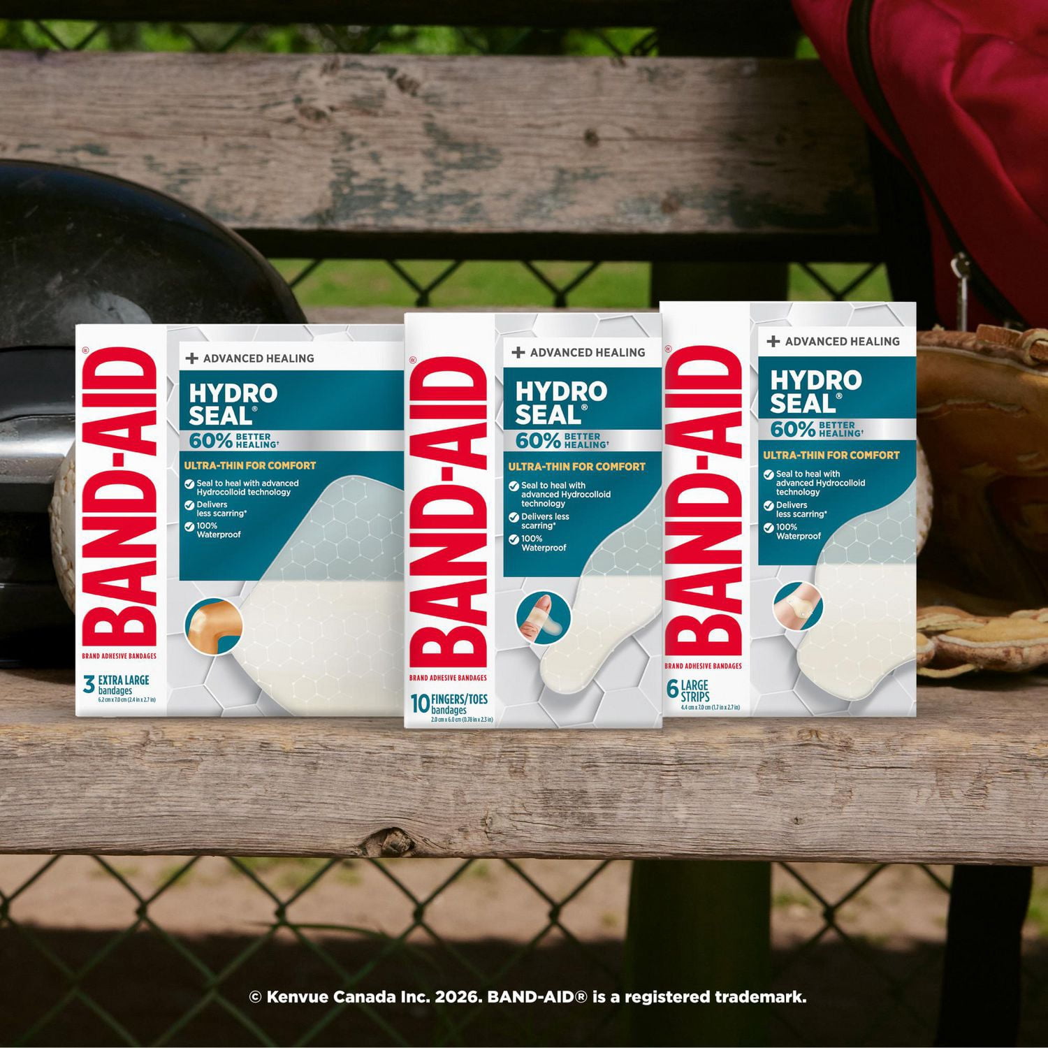 Pansements hydrocolloïdes ultraminces Hydro Seal de marque Band-Aid pour une cicatrisation avancée, pansements adhésifs 100 % imperméables pour la protection des plaies, grande taille, 6 unités