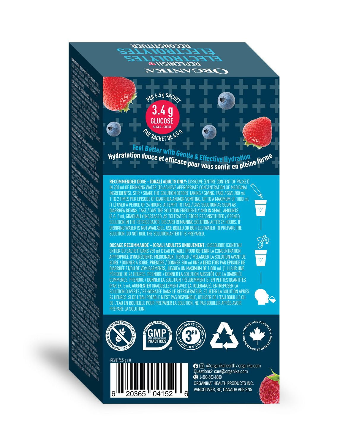ORGANIKA ELECTROLYTES REPLENISH FOR ADULTS BERRY BLAST BOX8