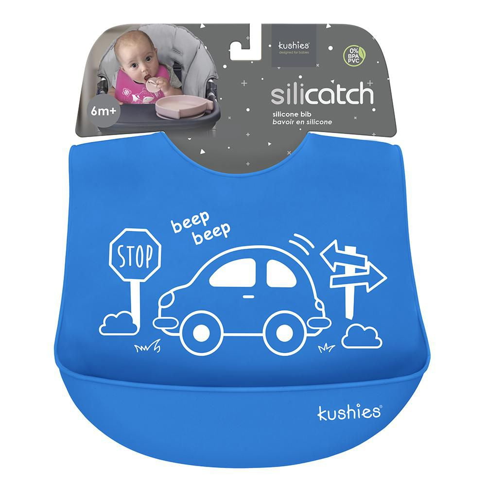 KU Silicatch Silicone Bib w/pocket Azure