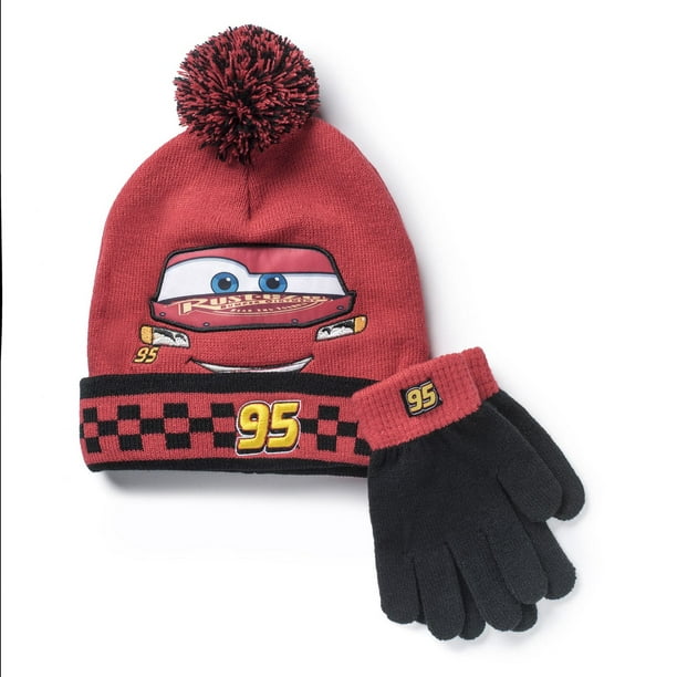 Ens. gants et chapeau pour temps froid Les Bagnoles de Disney pour garçons