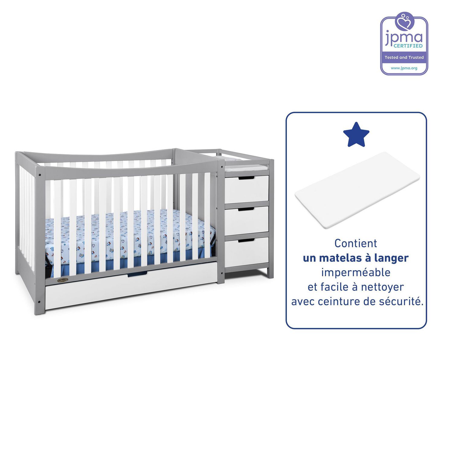 Lit De Bebe 4 En 1 Avec Tiroir Et Table A Langer Attachee Remi De Graco Walmart Canada