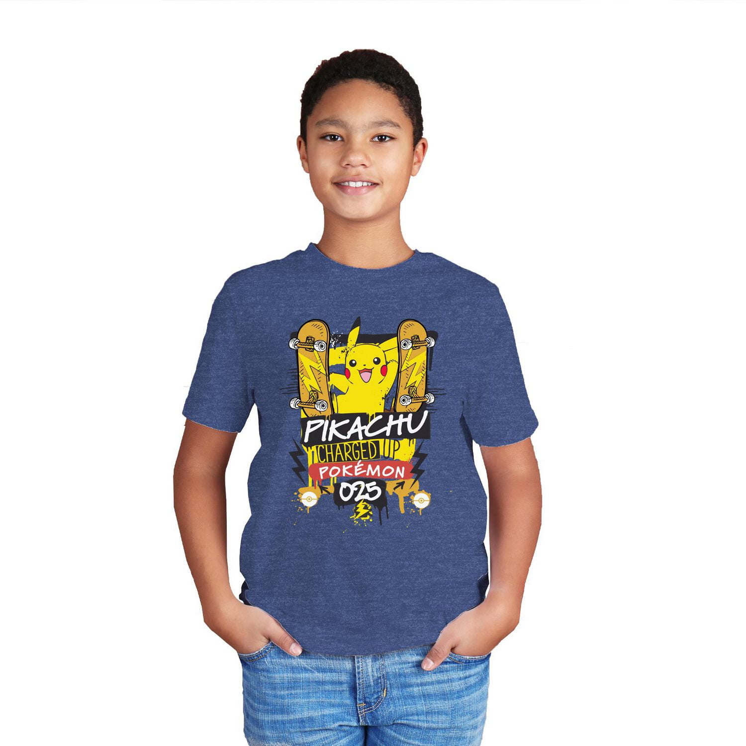 Boys Pokemon Pikachu Skate Short Sleeve T-Shirt