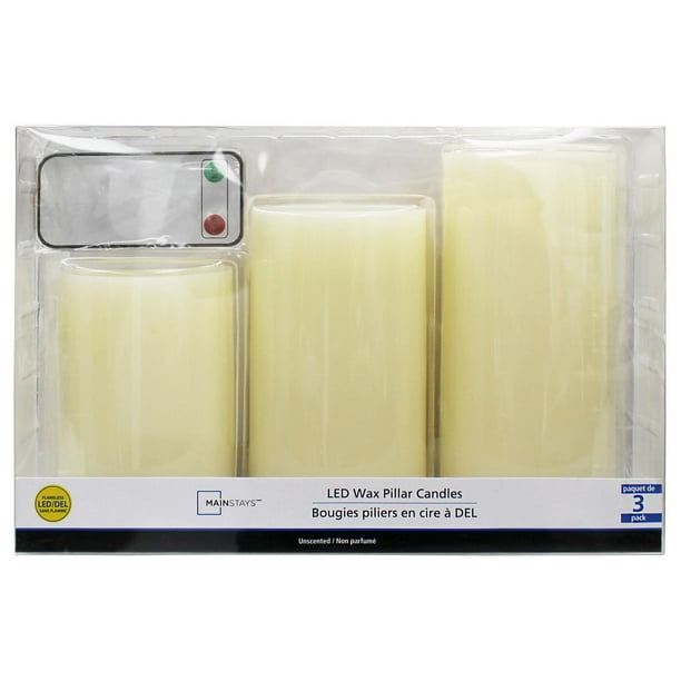 Mainstay 3PC LED Wax Pillar Candles Set Walmart.ca