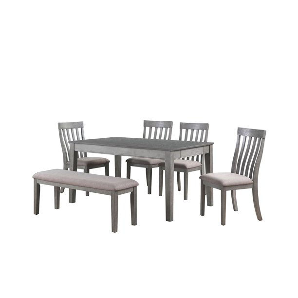 Topline Home Furnishings 6piece Dining Set with Bench Grey Walmart.ca