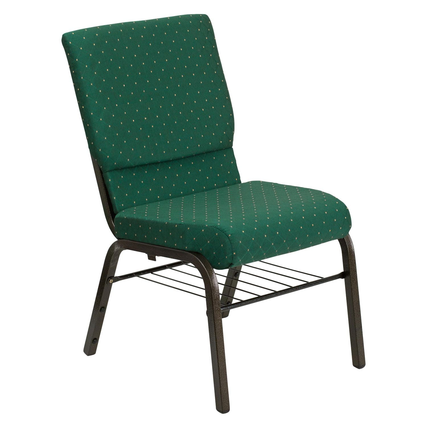 HERCULES Series 18.5''W Church Chair in Green Patterned Fabric with