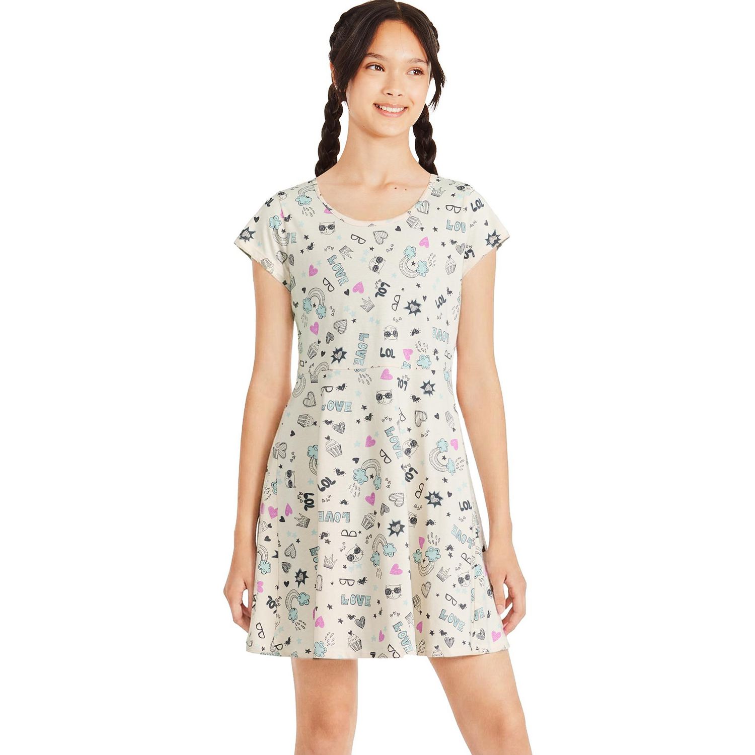 Robe patineuse à manches courtes George pour filles