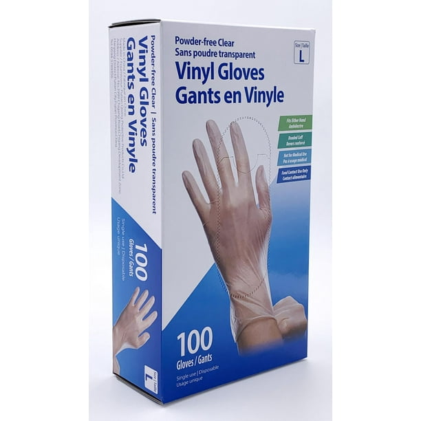 Boîte de 100 gants vinyle transparents non poudrés. Taille M ≡ CALIPAGE
