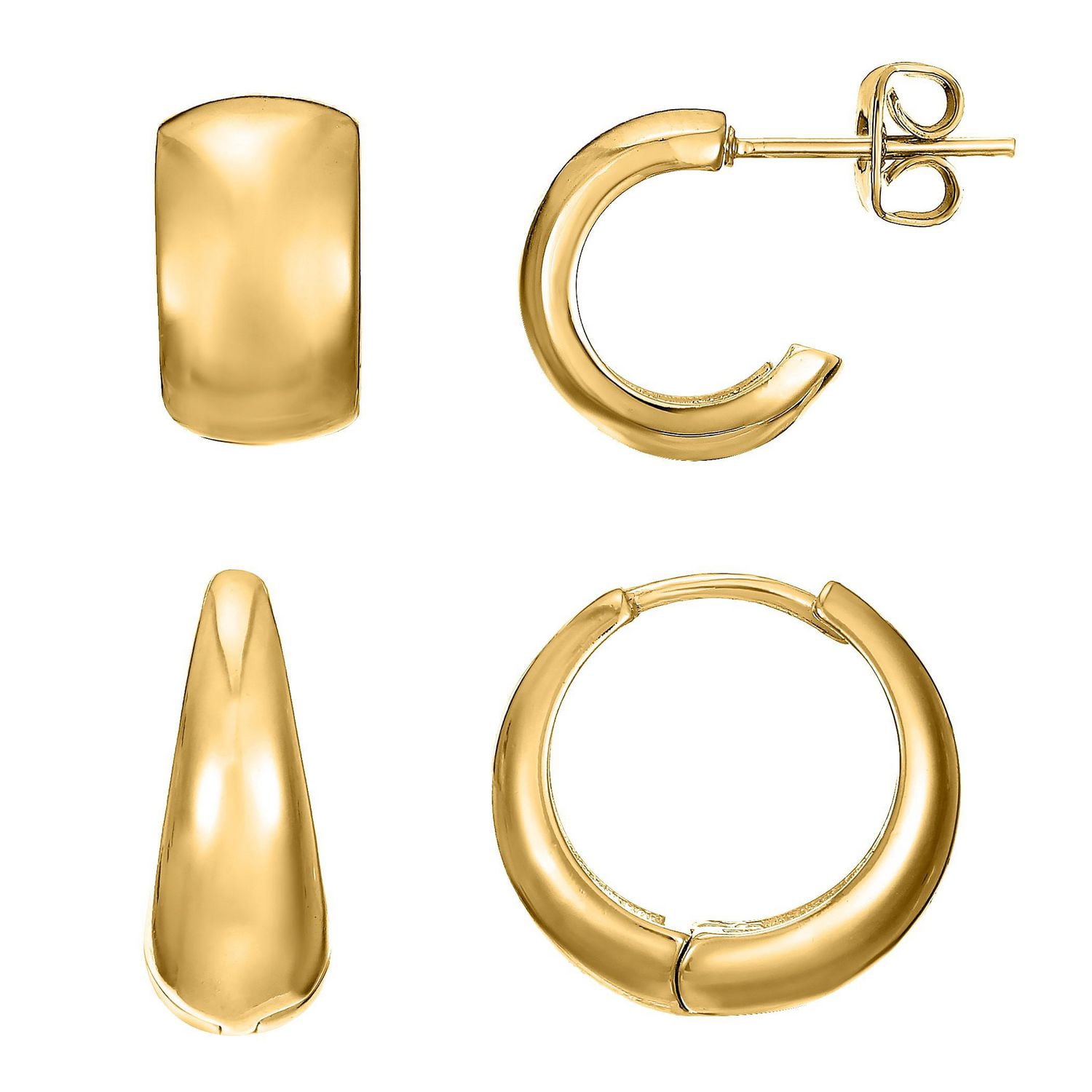 DMF Gold Plated Huggie & Hoop Earrings Duo Set