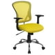 Chaise de travail pivotante en maille jaune à dossier mi-hauteur avec base chromée et appuis-bras – image 1 sur 9