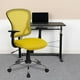 Chaise de travail pivotante en maille jaune à dossier mi-hauteur avec base chromée et appuis-bras – image 2 sur 9