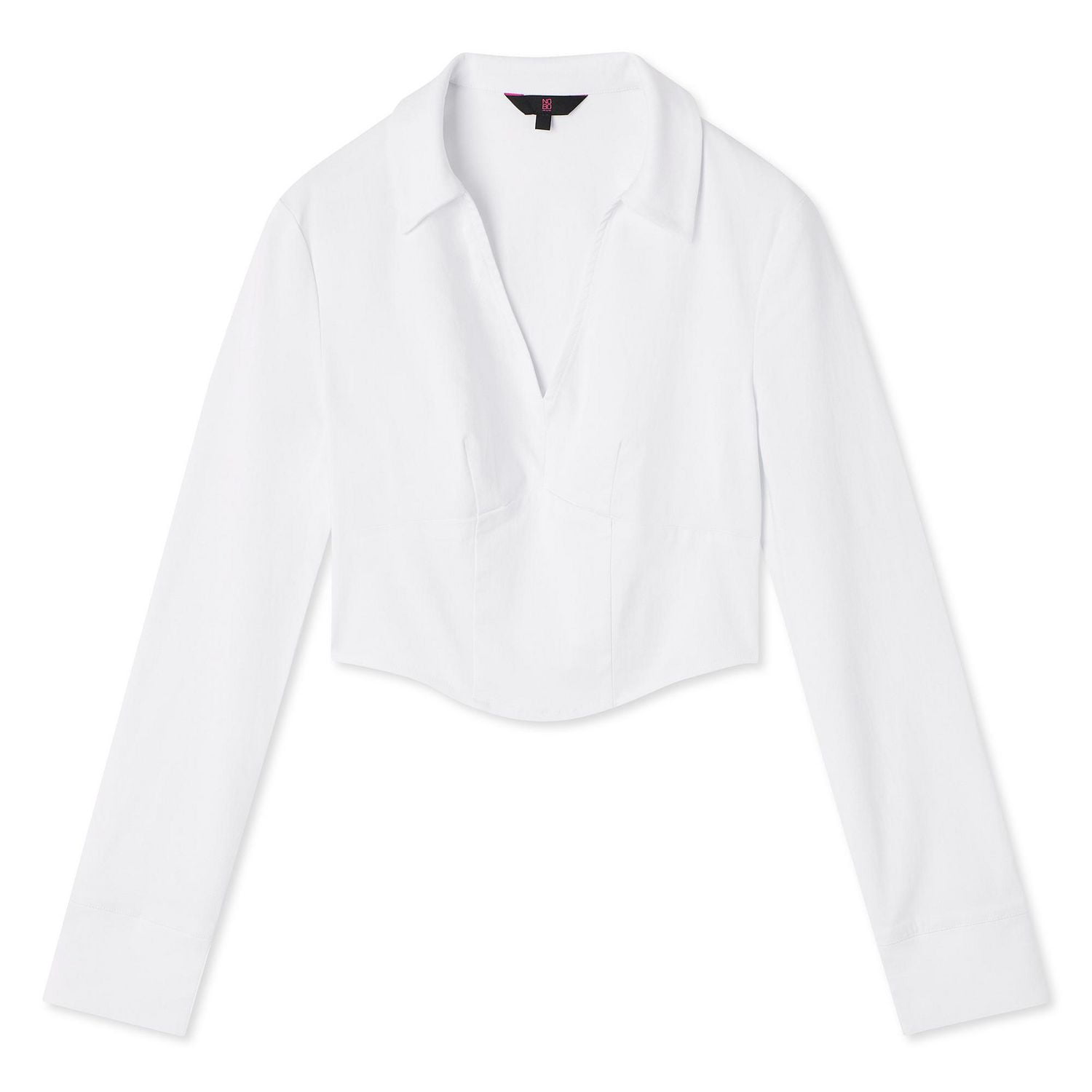 No Boundaries Women's Cropped Collar Shirt