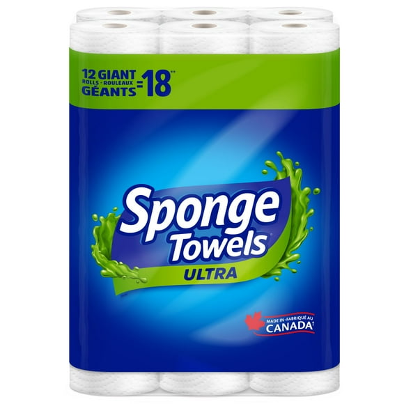 Essuie-tout SpongeTowels Ultra, feuilles Mesure-au-choix®, 12 roul. géants = 18 roul. ordinaires