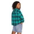 thumbnail image 3 of No Boundaries Women's Cropped Flannel Shirt, 3 of 6