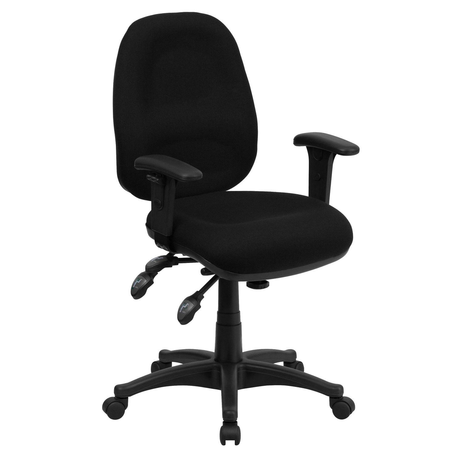 Mid-Back Black Fabric Multifunction Executive Swivel Ergonomic Office ...