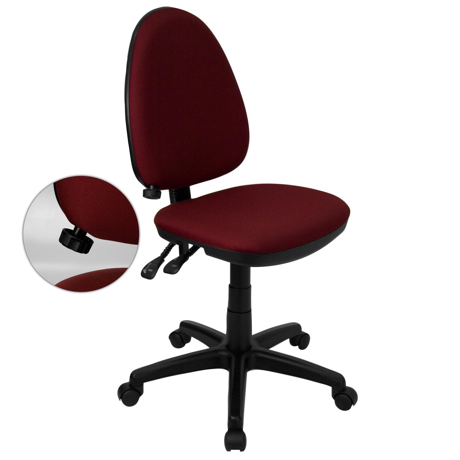 Mid-Back Burgundy Fabric Multifunction Swivel Ergonomic ...