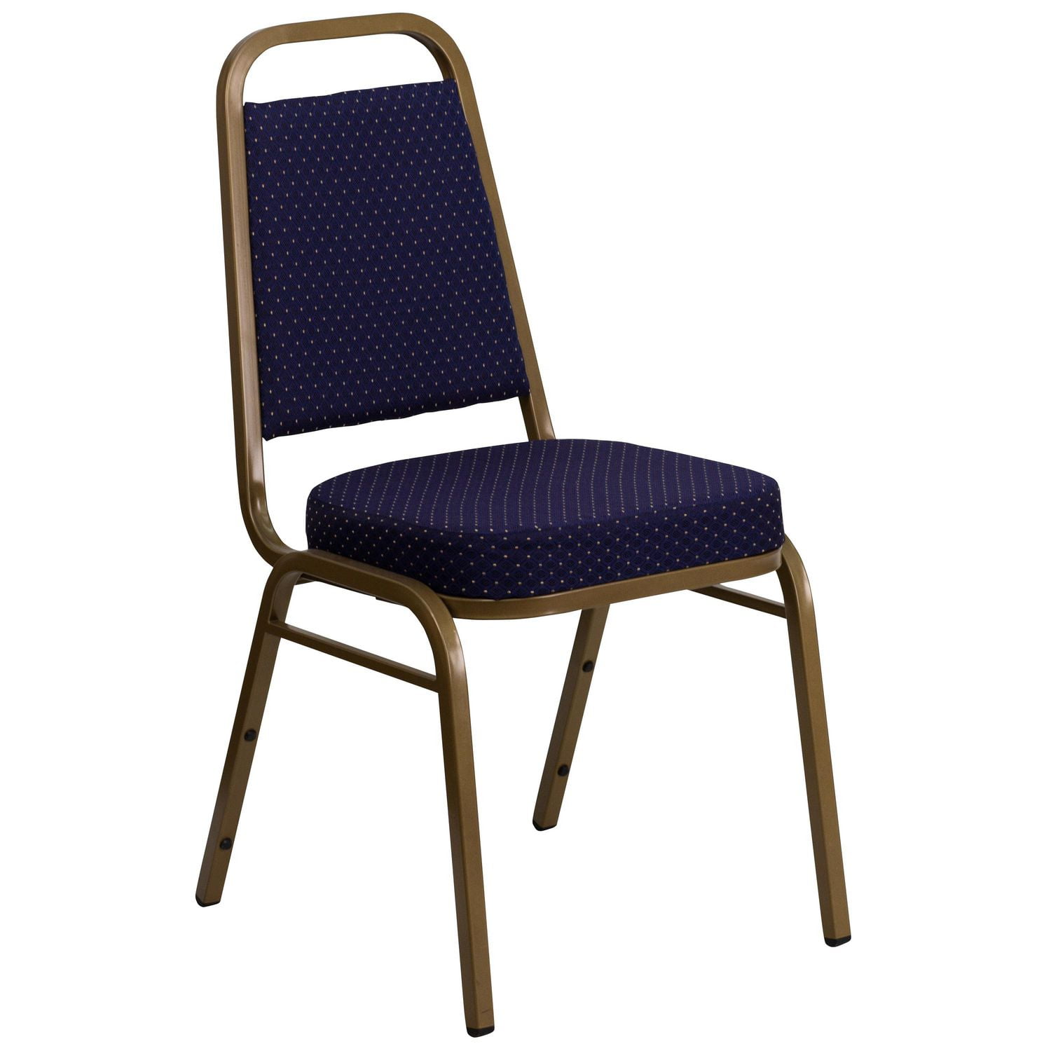 Hercules Series Tzoidal Back Stacking Banquet Chair In Navy Patterned Fabric Gold Frame