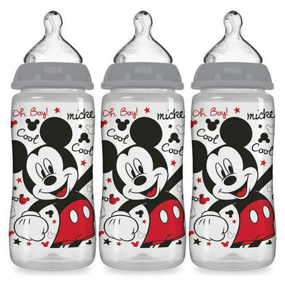 NUK Smooth Flow Disney Bottle, 10 oz, 3 Pack, 0+ Months, Assorted Colors