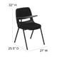 Chaise coquille noire, ergonomique et rembourrée à accoudoir-tablette rabattable pour droitier – image 4 sur 9
