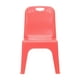 Chaise d’école empilable en plastique rouge avec poignée de transport et siège de 11 po de hauteur – image 4 sur 4